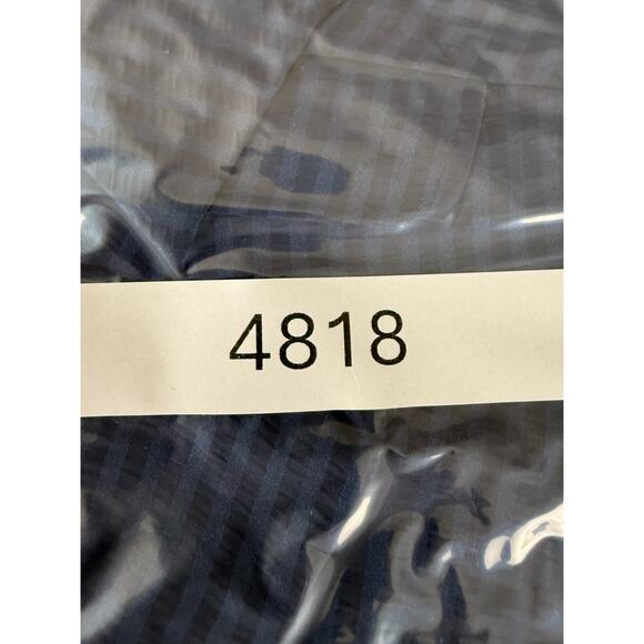 ANA A New Approach Size L Casual Semi Sheer Pleated Top Navy Short Sleeve - Picture 7 of 7